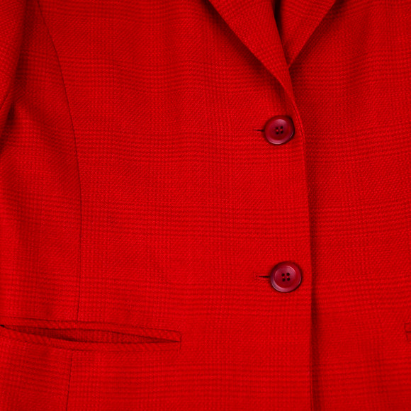 Talbots Blazer Women's 6 Red Plaid Linen Blend Jacket Pockets - Picture 4 of 10